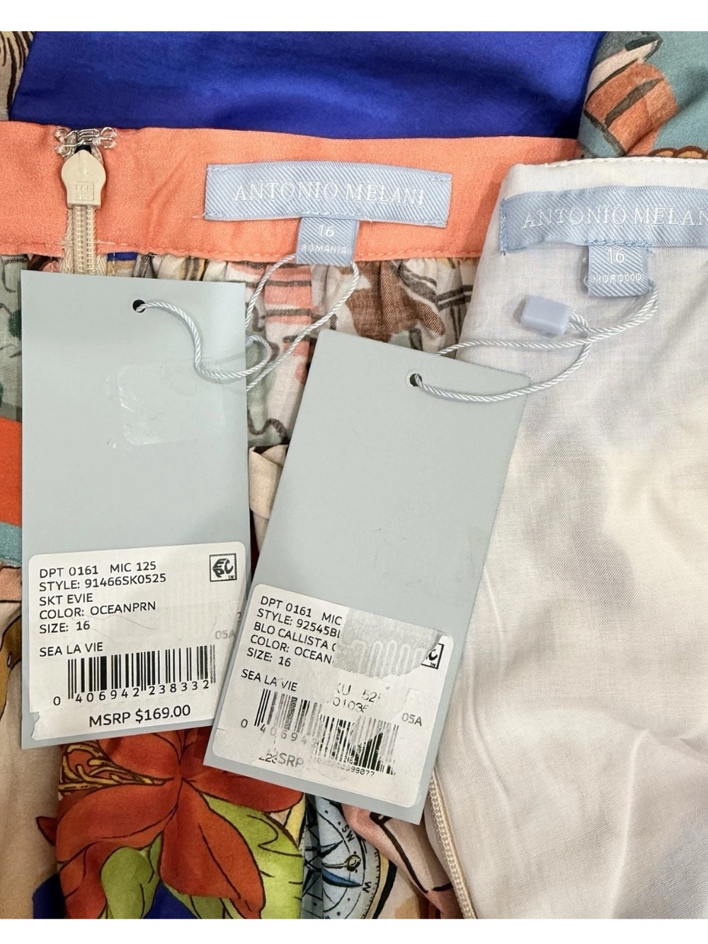 Antonio Melani NWT Evie Callista Ocean Blue Print Sleeveless Maxi Skirt Set $298 - Picture 14 of 15